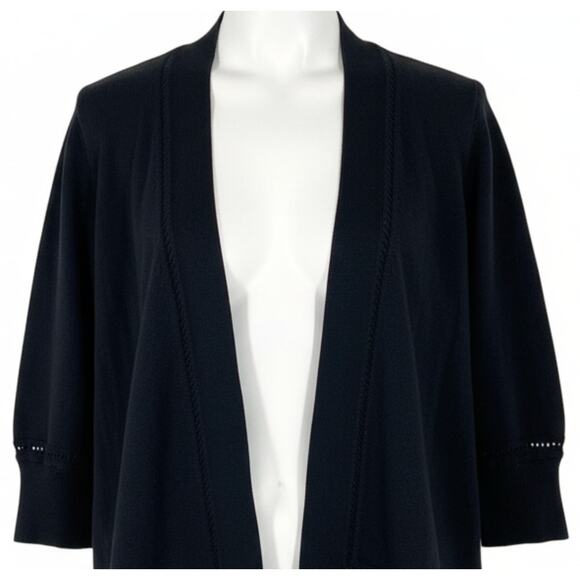 Terra Sky Women Cardigan Jacket Plus 1X Black Cotton Blend Long Sleeve Casual - Picture 1 of 7